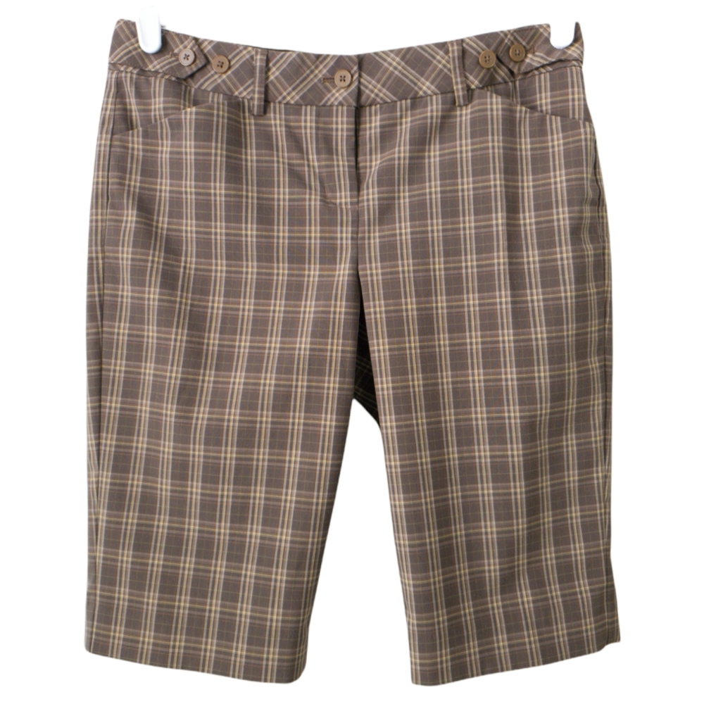 Express Brown Tan Plaid Capri Shorts Women's Size 2